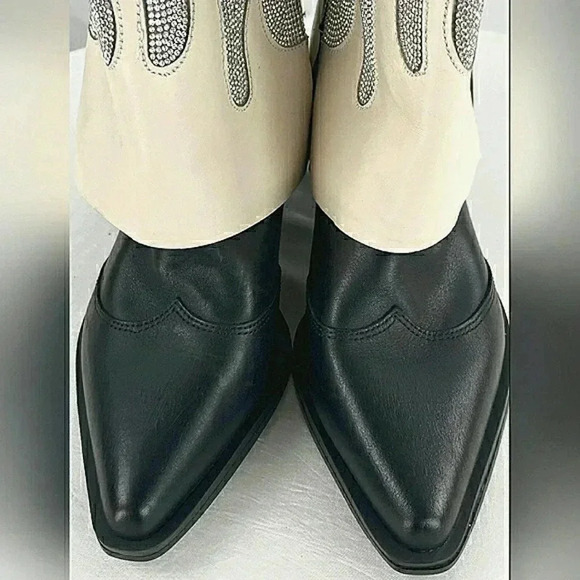 Glam Western Flame 7 Sparkling Rhinestone Leather Cowgirl Silver Boot New - Picture 2 of 6